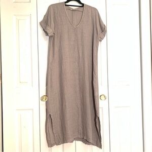Francesca Bettini 100% LINEN GREY DRESS Vneck Small Made in Italy